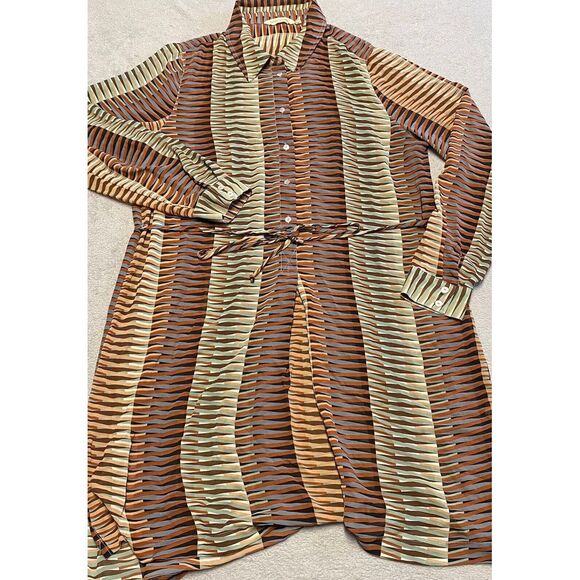 Soft Surroundings Tops - Soft Surroundings Tunic Dress Large Multicolor Geometric Popover Tie Semi Sheer